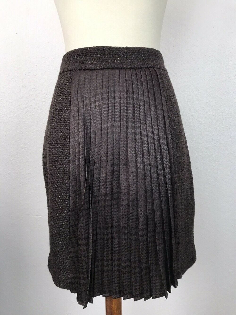 2B Rych Wool Blend Pleated Tweed Pencil Skirt